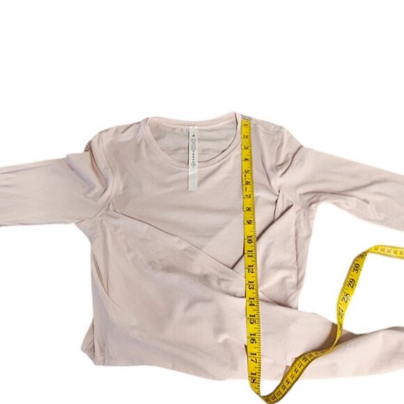 Lululemon Womens Gather & Grow Long Sleeve Top, Pink, Wrap Shirt, Cotton, 6 - Picture 4 of 9